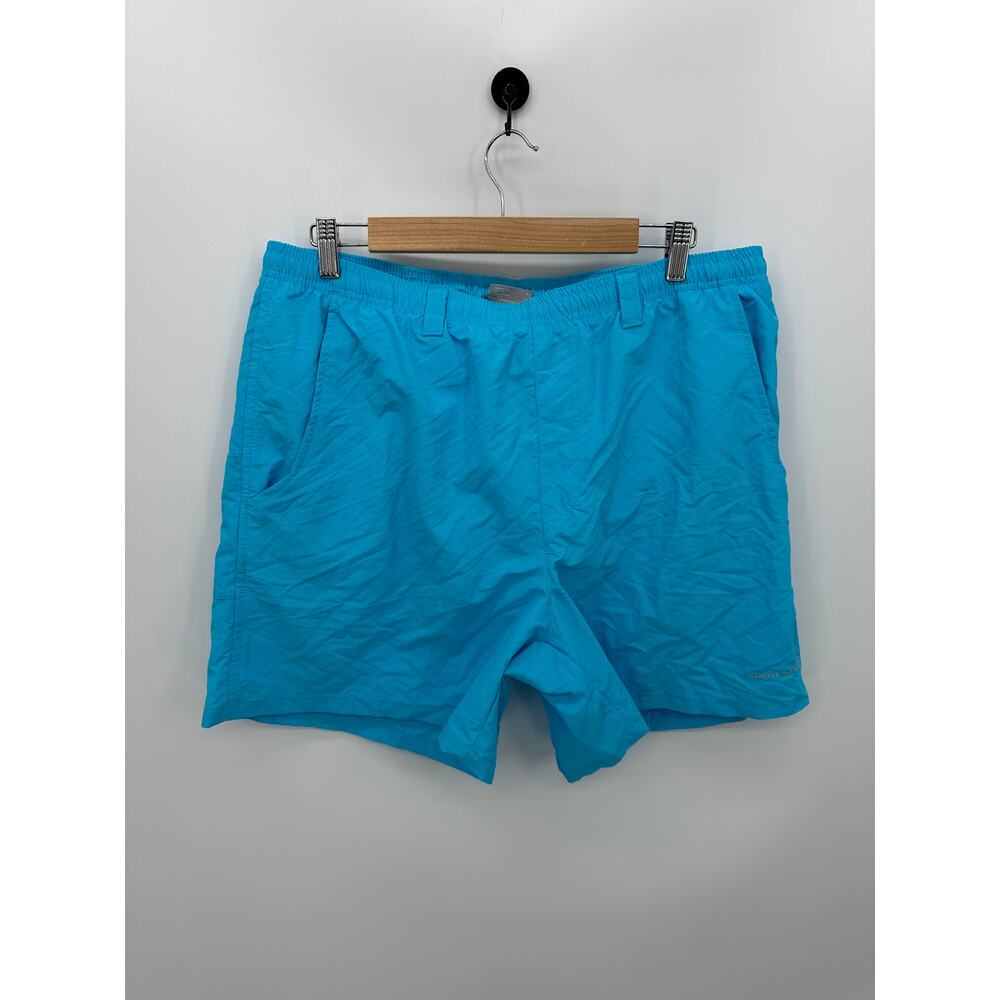 Columbia‎ PFG Shorts Men Large Bright Blue Nylon Swim Shorts Outdoor
